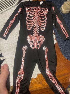 Spirit Black Footed One-Piece with Pink Skeleton Print